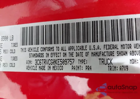 2019 Ram Promaster 2500 High Roof 136 Wb z USA, uszkodzony, nr VIN 3C6TRVCG0KE509757